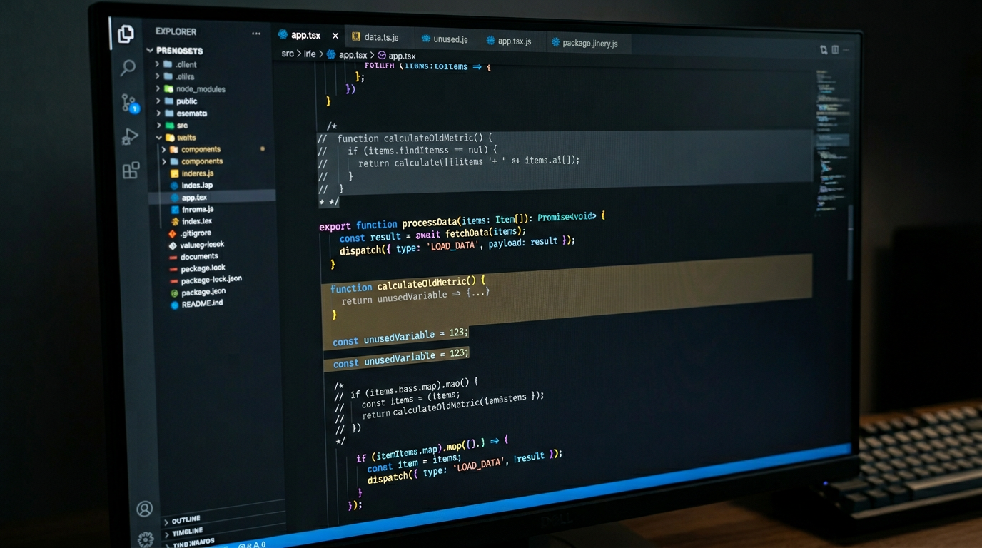 Screenshot di uno strumento di analisi statica che evidenzia il codice morto irraggiungibile in un codebase