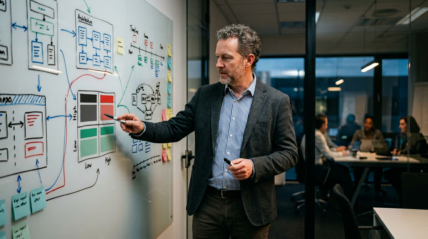 Diagramma del framework per la gestione del debito tecnico: valuta, prioritizza, risolvi, previeni